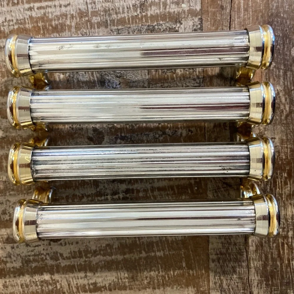 4 Knife Rests Chopstick Rests Signed SL Silver Plated and Gold Tone Vintage